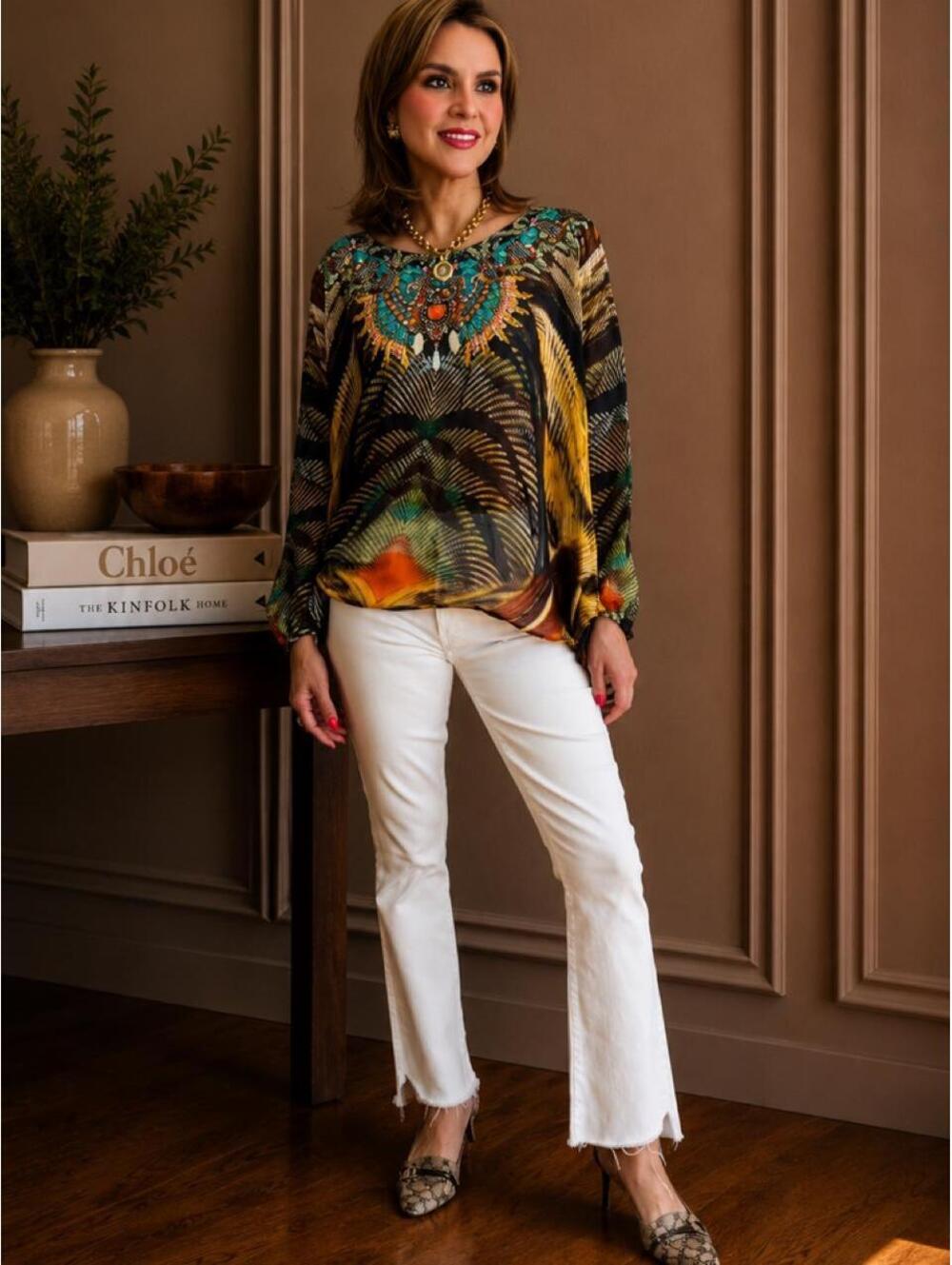 Camilla Colorful Abstract Print Blouse
